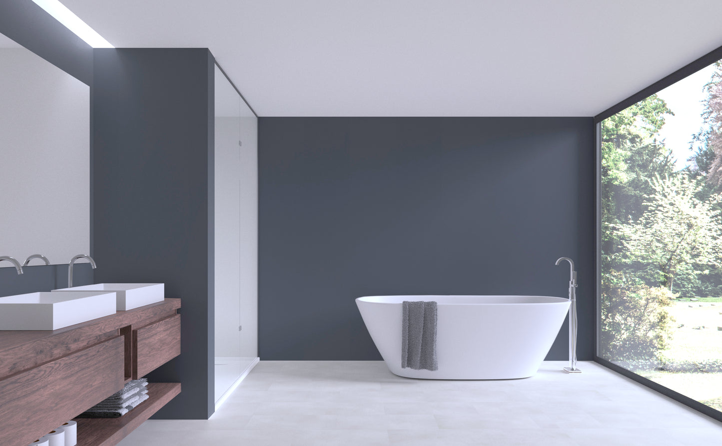 Aqua-Step- ALL IN ONE - Platingrau - Wasserdichte Wandpaneele und Bodenpaneele für Badezimmer - 6 Paneele (2,34m²)