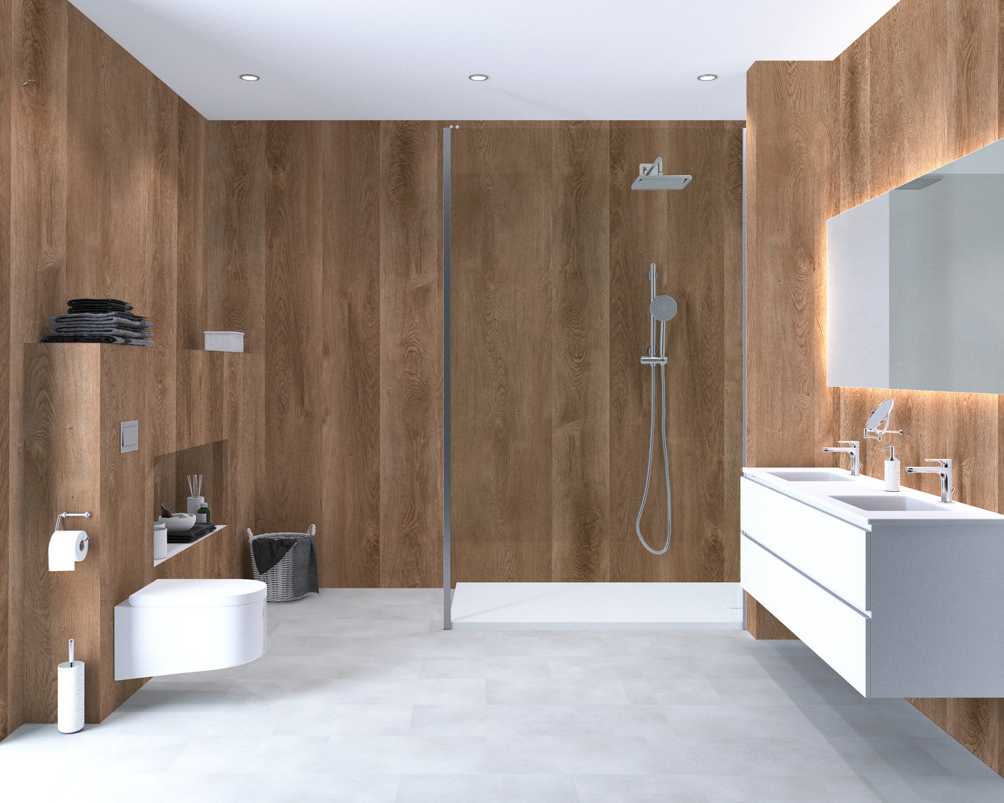 Aqua-Step- ALL IN ONE - Newcastle - Wasserdichte Wandpaneele und Bodenpaneele für Badezimmer - 6 Paneele (2,34m²)