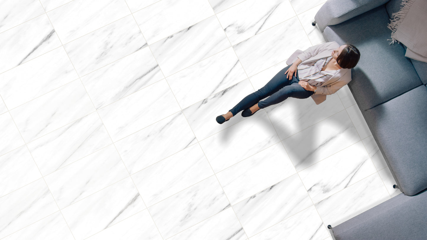 Aqua-Step- ALL IN ONE - Wasserdichte Wandpaneele und Bodenpaneele für Badezimmer - Marmo Carraba - 6 Paneele (2,34m²)