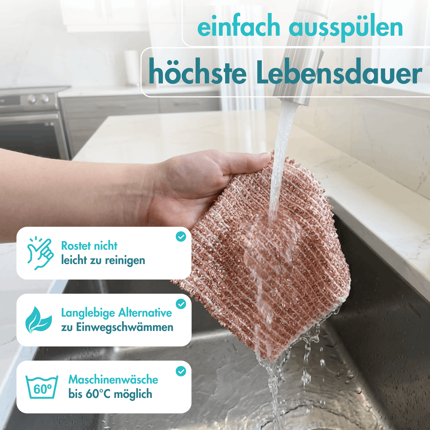 Kupfertuch 10 Stück Set Kratzfrei für Edelstahl Ceranfeld Glas & Grillrost Kupferlappen 15x15 cm rostet Nicht langlebig & umweltfreundlich