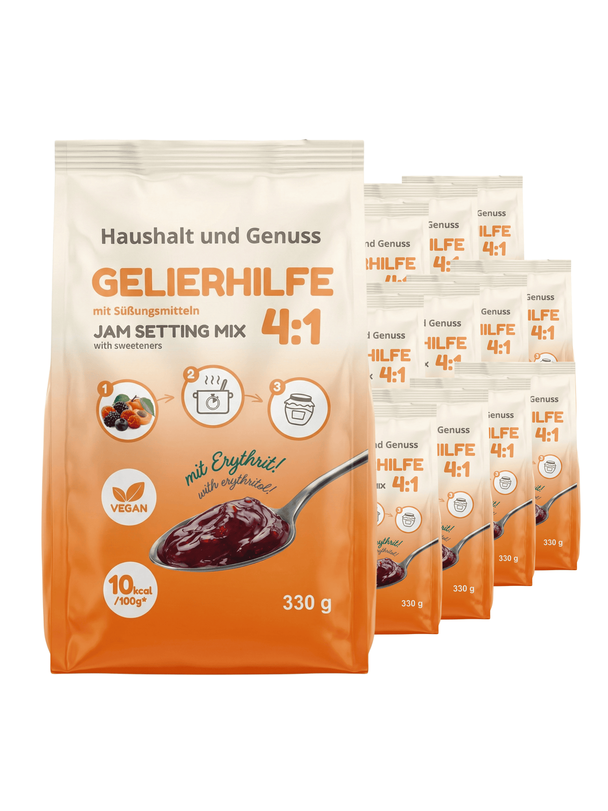 Gelierhilfe 4:1 ohne Zuckerzusatz, mit Erythrit, vegan – 330 g