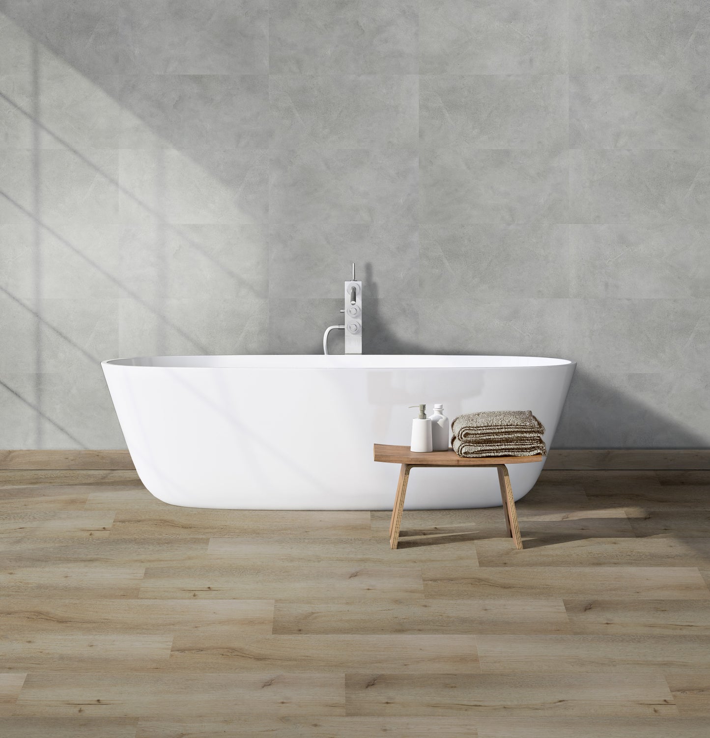 Aqua Click Tiles - Brighton  - grau - Wasserdichte Wandpaneele und Bodenpaneele für Badezimmer -  12 Paneele (2,23m²)