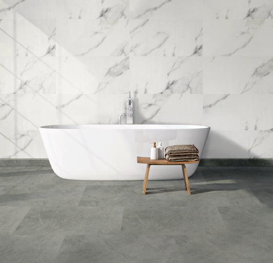 Aqua Click Tiles XL - Glasgow XL - weiß - Wasserdichte Wandpaneele und Bodenpaneele für Badezimmer - 5 Paneele (2,26m²)