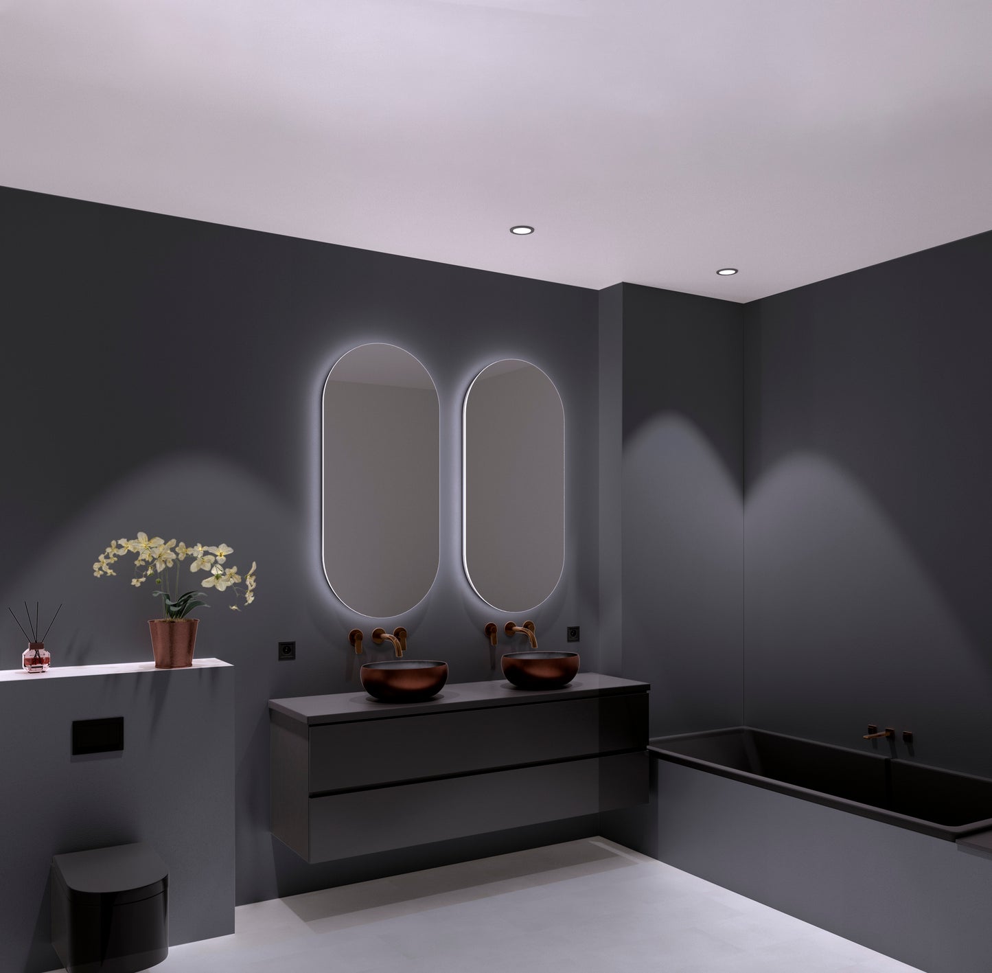 Aqua-Step- ALL IN ONE -  Platingrau - Wasserdichte Wandpaneele und Bodenpaneele für Badezimmer - 6 Paneele (2,34m²)