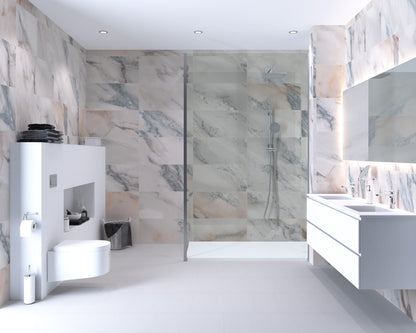 Aqua-Step- ALL IN ONE - Marmo Lumina - Wasserdichte Wandpaneele und Bodenpaneele für Badezimmer -  6 Paneele (2,34m²)