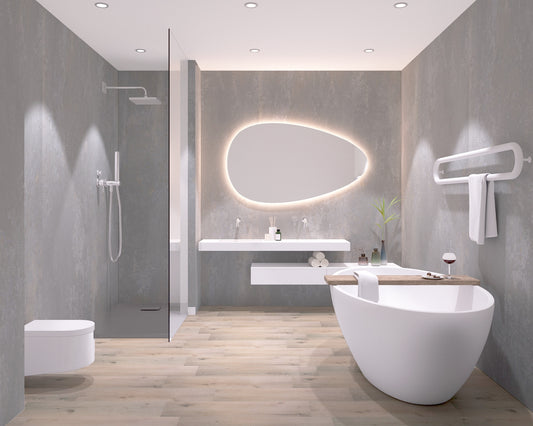 Aqua-Step- ALL IN ONE - Brighton - Wasserdichte Wandpaneele und Bodenpaneele für Badezimmer - 6 Paneele (2,34m²)