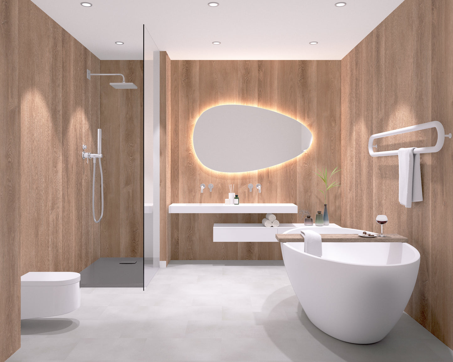 Aqua-Step- ALL IN ONE -  Newcastle - Wasserdichte Wandpaneele und Bodenpaneele für Badezimmer - 6 Paneele (2,34m²)