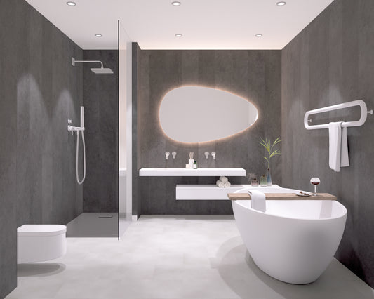 Aqua-Step- ALL IN ONE - Edinburgh - Wasserdichte Wandpaneele und Bodenpaneele für Badezimmer -  6 Paneele (2,34m²)