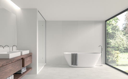 Aqua-Step- ALL IN ONE - Weiß - Wasserdichte Wandpaneele und Bodenpaneele für Badezimmer -  6 Paneele (2,34m²)