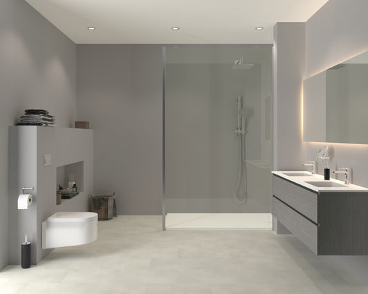 Aqua-Step- ALL IN ONE - Weiß - Wasserdichte Wandpaneele und Bodenpaneele für Badezimmer -  6 Paneele (2,34m²)