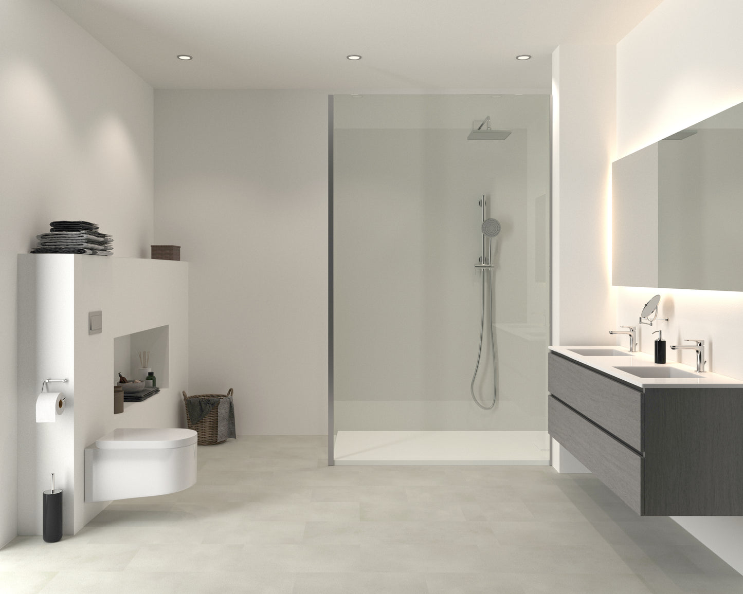 Aqua-Step- ALL IN ONE - Weiß - Wasserdichte Wandpaneele und Bodenpaneele für Badezimmer -  6 Paneele (2,34m²)