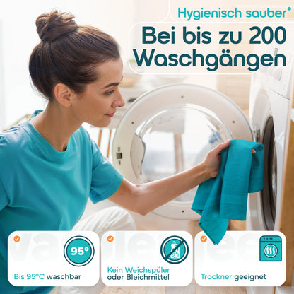 Microfaser Geschirrtücher petrol 10 Stück Set, 68x42cm, Hochsaugend & Schnelltrocknend, Streifenfrei, bis 95°C Waschbar, Küchenhandtücher, fusselfrei