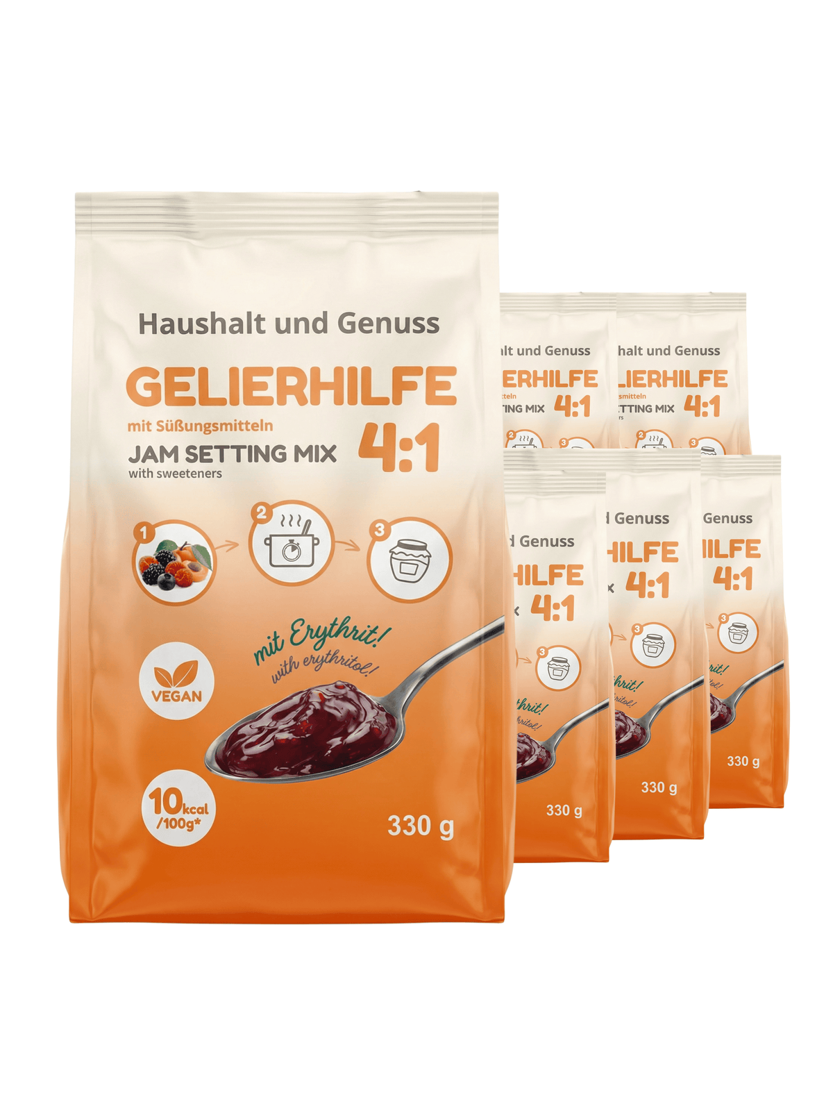 Gelierhilfe 4:1 ohne Zuckerzusatz, mit Erythrit, vegan – 330 g