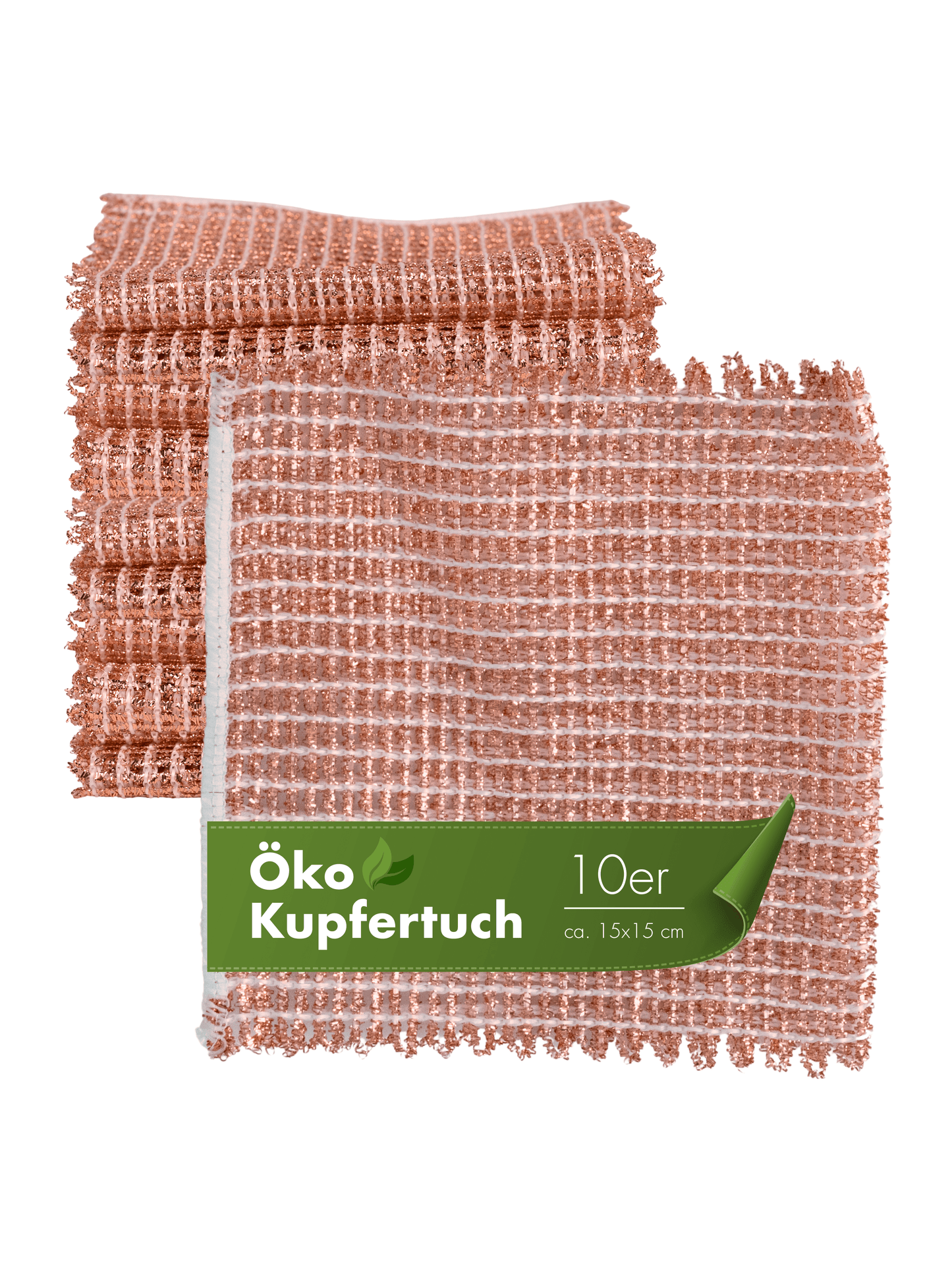 Kupfertuch 10 Stück Set Kratzfrei für Edelstahl Ceranfeld Glas & Grillrost Kupferlappen 15x15 cm rostet Nicht langlebig & umweltfreundlich
