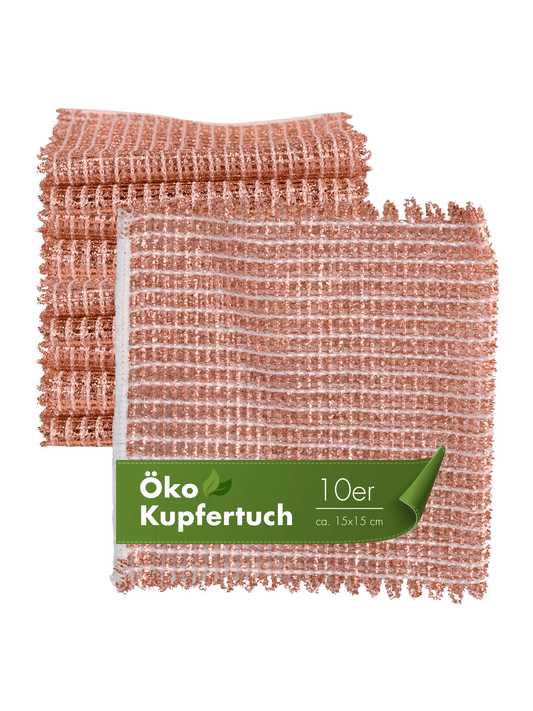 Kupfertuch 10 Stück Set Kratzfrei für Edelstahl Ceranfeld Glas & Grillrost Kupferlappen 15x15 cm rostet Nicht langlebig & umweltfreundlich