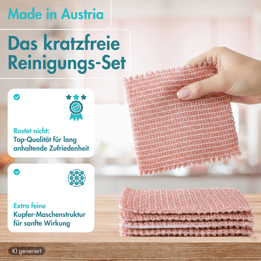 Kupfertuch 10er Set, 15 x 15 cm – löst Eingebranntes ohne Reinigungsmittel