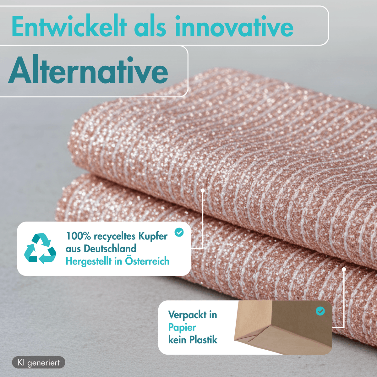 Kupfertuch 10er Set, 15 x 15 cm – löst Eingebranntes ohne Reinigungsmittel