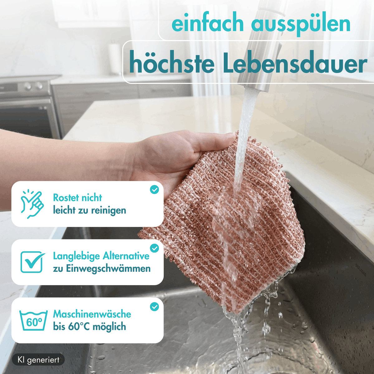Kupfertuch 10er Set, 15 x 15 cm – löst Eingebranntes ohne Reinigungsmittel