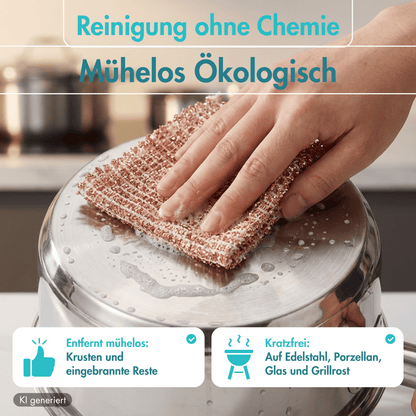 Kupfertuch 10 Stück Set Kratzfrei für Edelstahl Ceranfeld Glas & Grillrost Kupferlappen 15x15 cm rostet Nicht langlebig & umweltfreundlich