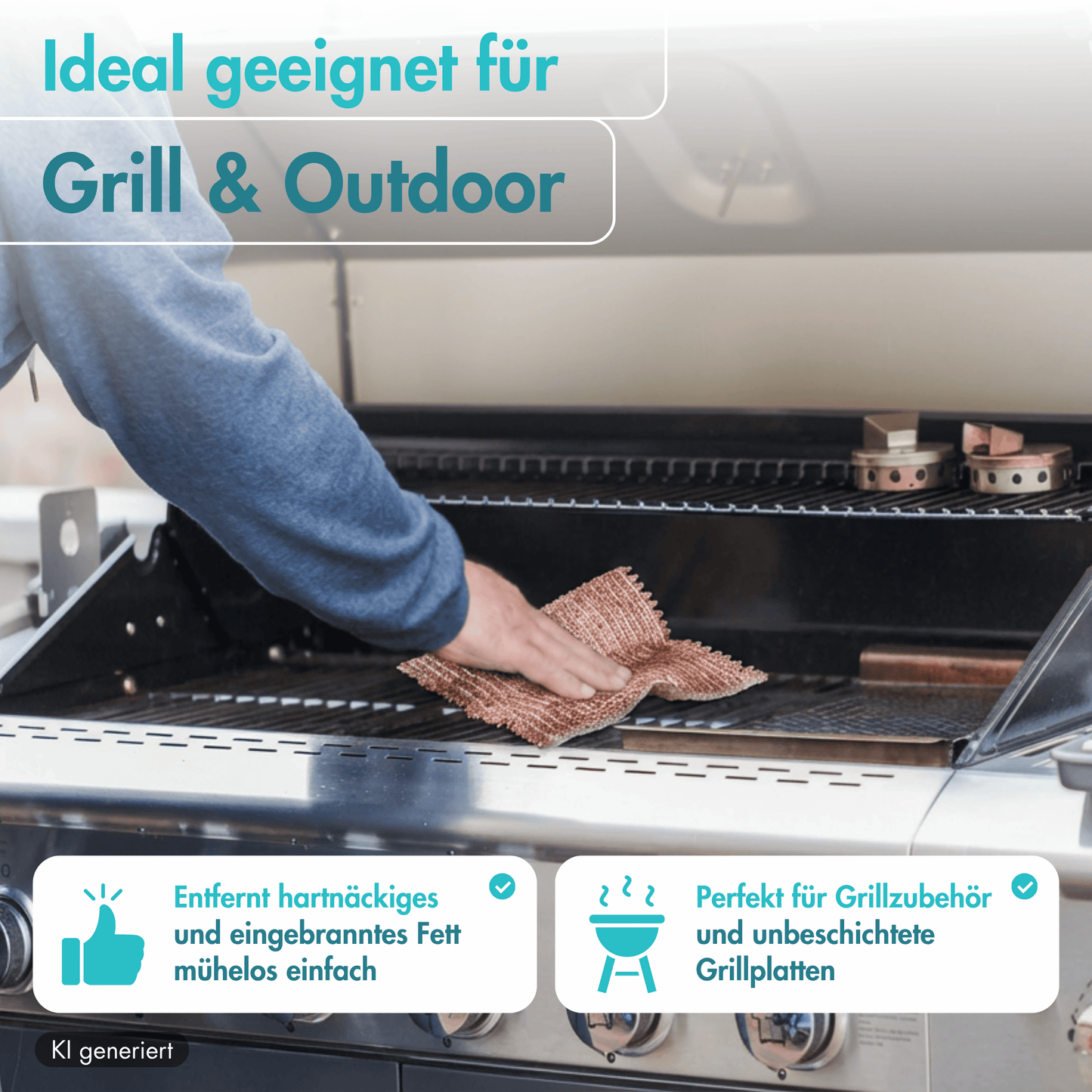 Kupfertuch 10 Stück Set Kratzfrei für Edelstahl Ceranfeld Glas & Grillrost Kupferlappen 15x15 cm rostet Nicht langlebig & umweltfreundlich