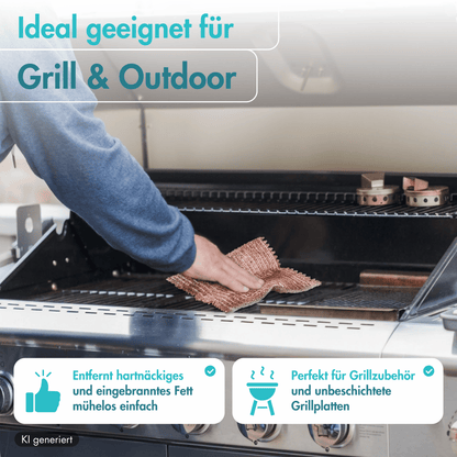 Kupfertuch 10 Stück Set Kratzfrei für Edelstahl Ceranfeld Glas & Grillrost Kupferlappen 15x15 cm rostet Nicht langlebig & umweltfreundlich