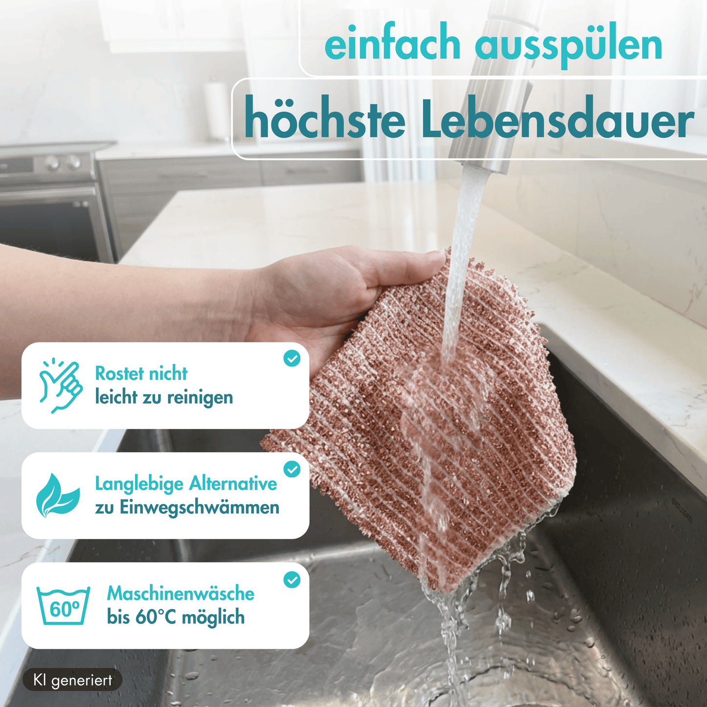 Kupfertuch 10 Stück Set Kratzfrei für Edelstahl Ceranfeld Glas & Grillrost Kupferlappen 15x15 cm rostet Nicht langlebig & umweltfreundlich