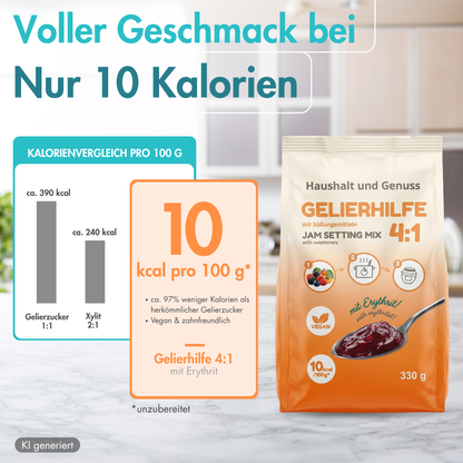 Gelierhilfe 4:1 ohne Zuckerzusatz, mit Erythrit, vegan – 330 g