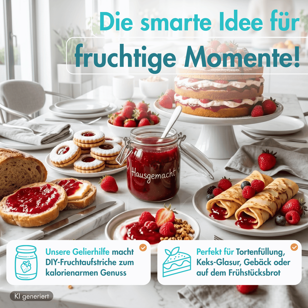 Gelierhilfe 4:1 mit Erythrit – Nur 10 kcal | Alternative zu Gelierzucker für Keto & Diabetiker | Vegan & zahnfreundlich | 330g