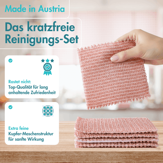 Kupfertuch 10 Stück Set Kratzfrei für Edelstahl Ceranfeld Glas & Grillrost Kupferlappen 15x15 cm rostet Nicht langlebig & umweltfreundlich