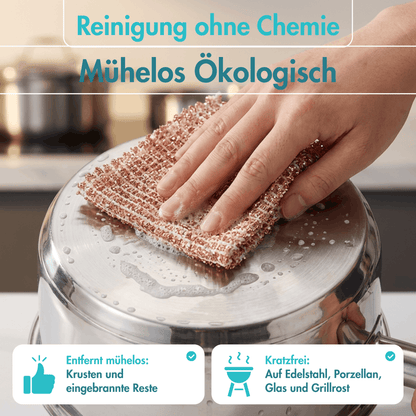 Kupfertuch 10 Stück Set Kratzfrei für Edelstahl Ceranfeld Glas & Grillrost Kupferlappen 15x15 cm rostet Nicht langlebig & umweltfreundlich