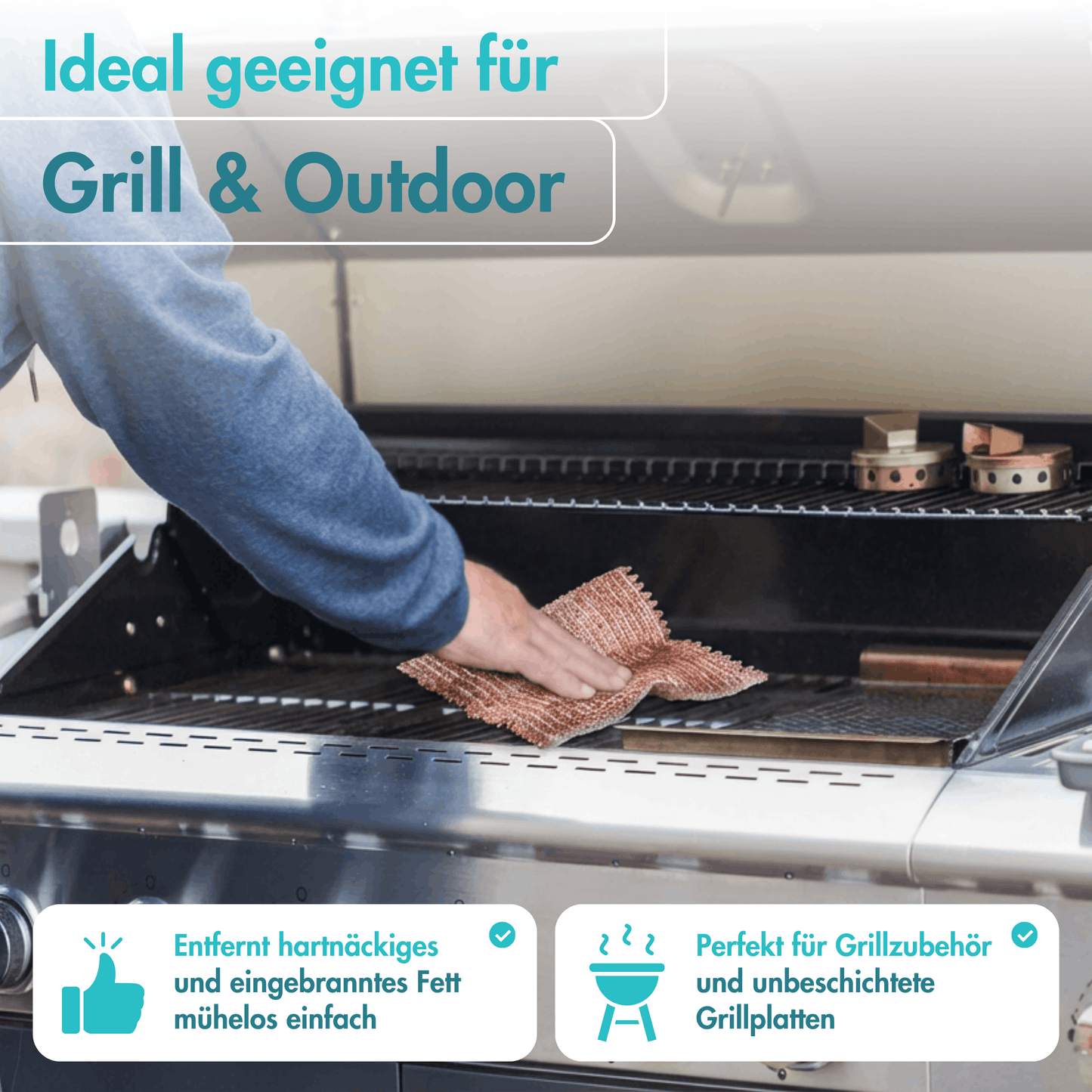 Kupfertuch 10 Stück Set Kratzfrei für Edelstahl Ceranfeld Glas & Grillrost Kupferlappen 15x15 cm rostet Nicht langlebig & umweltfreundlich