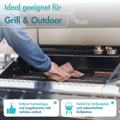 Kupfertuch 10 Stück Set Kratzfrei für Edelstahl Ceranfeld Glas & Grillrost Kupferlappen 15x15 cm rostet Nicht langlebig & umweltfreundlich