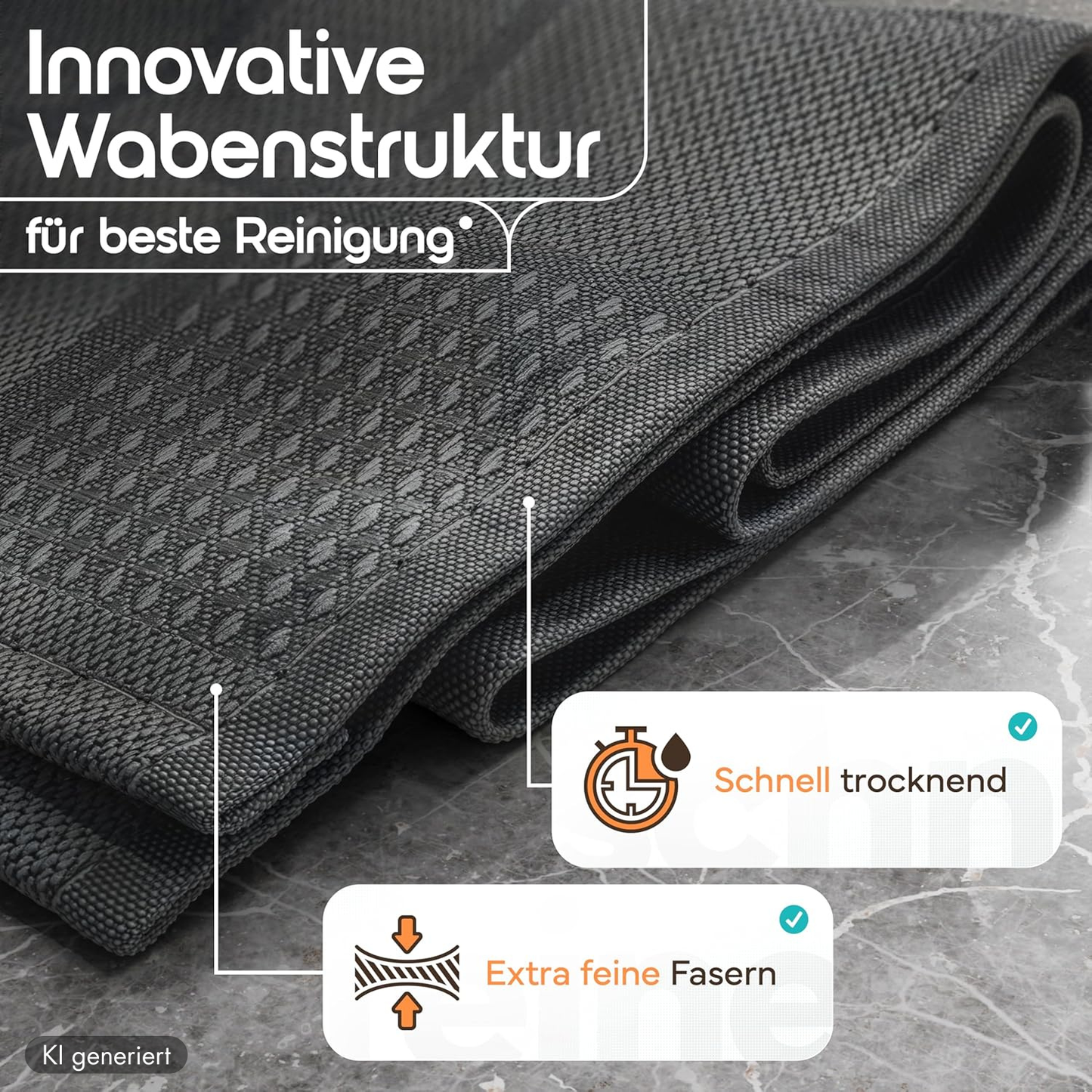 Microfaser Geschirrtücher grau 5 Stück Set, 68x42cm, Hochsaugend & Schnelltrocknend, Streifenfrei, bis 95°C Waschbar, Küchenhandtücher, fusselfrei