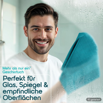 Microfaser Geschirrtücher petrol 5 Stück Set, 68x42cm, Hochsaugend & Schnelltrocknend, Streifenfrei, bis 95°C Waschbar, Küchenhandtücher, fusselfrei