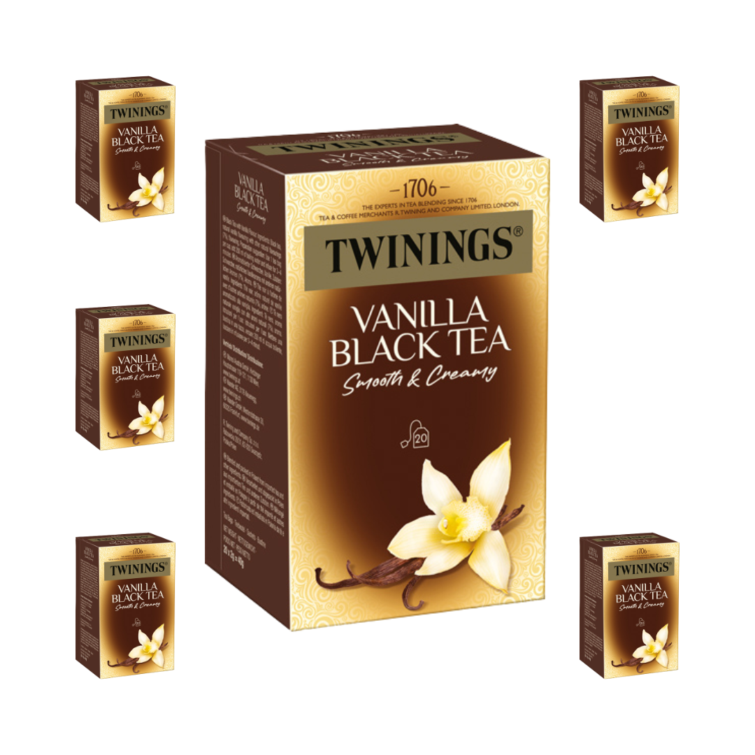 Twinings Vanilla, Schwarztee, 6 x 20 Teebeutel im Kuvert, 240g (6x40g)